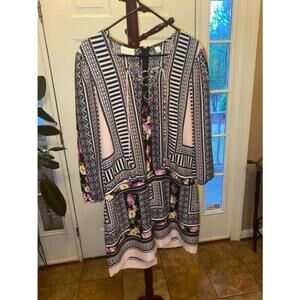 Women's Bisou Bisou romper  Size XL Black Pink Floral